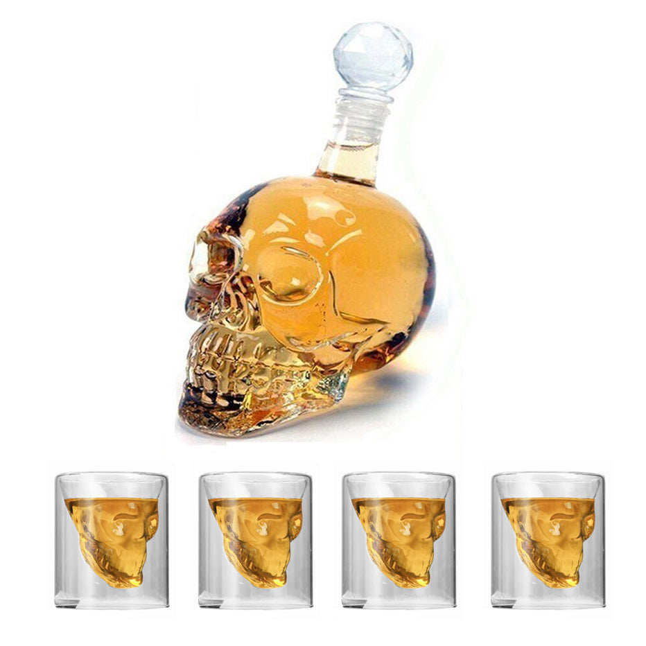 SKULL GLASS HEAD CUP WHISKY WINE CRYSTAL BOTTLE