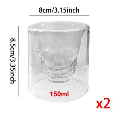 SKULL GLASS HEAD CUP WHISKY WINE CRYSTAL BOTTLE