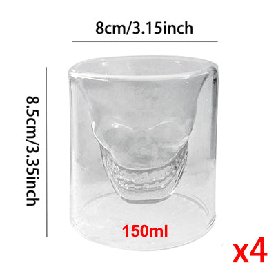 SKULL GLASS HEAD CUP WHISKY WINE CRYSTAL BOTTLE