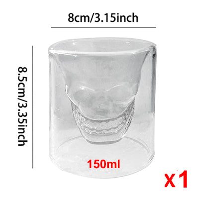 SKULL GLASS HEAD CUP WHISKY WINE CRYSTAL BOTTLE