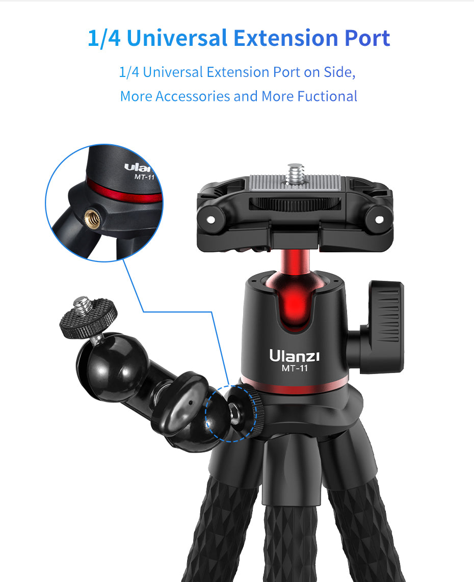 Extend Screw on SLR DSLR GoPro Camera Tripod With Octopus Flexible Tripod