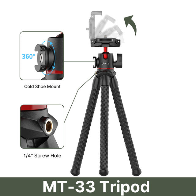 Extend Screw on SLR DSLR GoPro Camera Tripod With Octopus Flexible Tripod