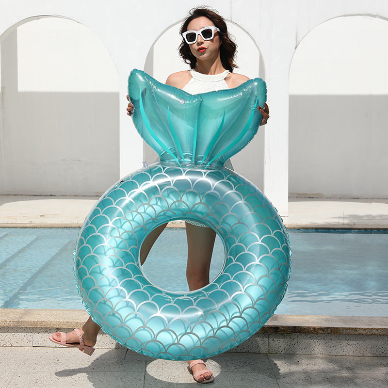 Mermaid With Backrest Pool Inflatable Floating Ring