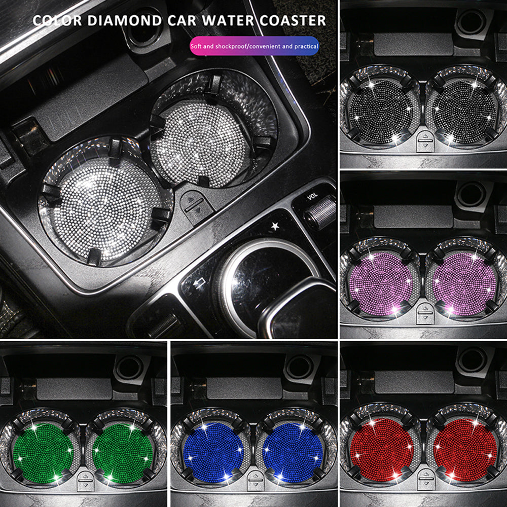 2PCS Diamond Car Coaster Water Cup Slot