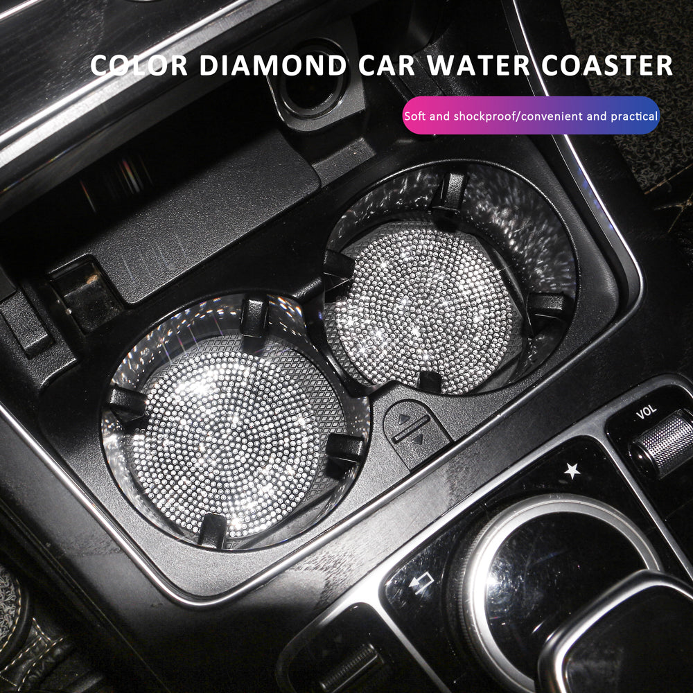 2PCS Diamond Car Coaster Water Cup Slot