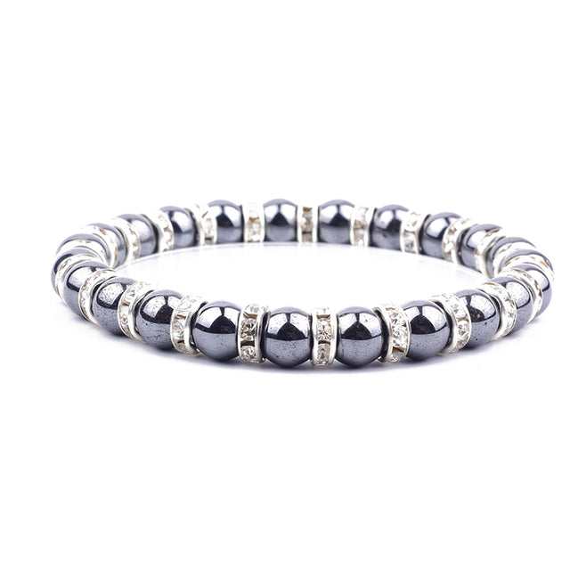 HEMATITE STONE BEADS STRETCH HEALTH CARE BRACELET