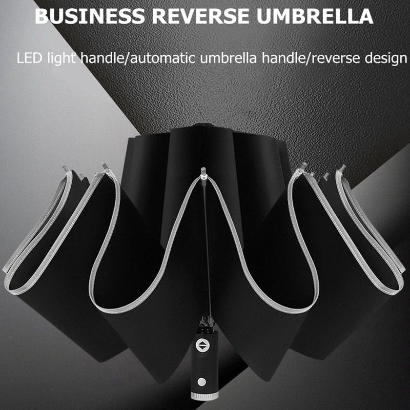 Umbrella With Reflective Stripe Reverse Led Light