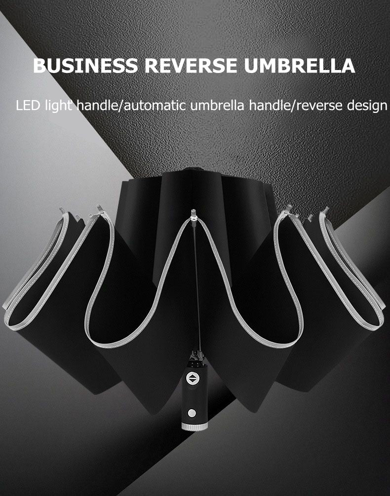 Umbrella With Reflective Stripe Reverse Led Light