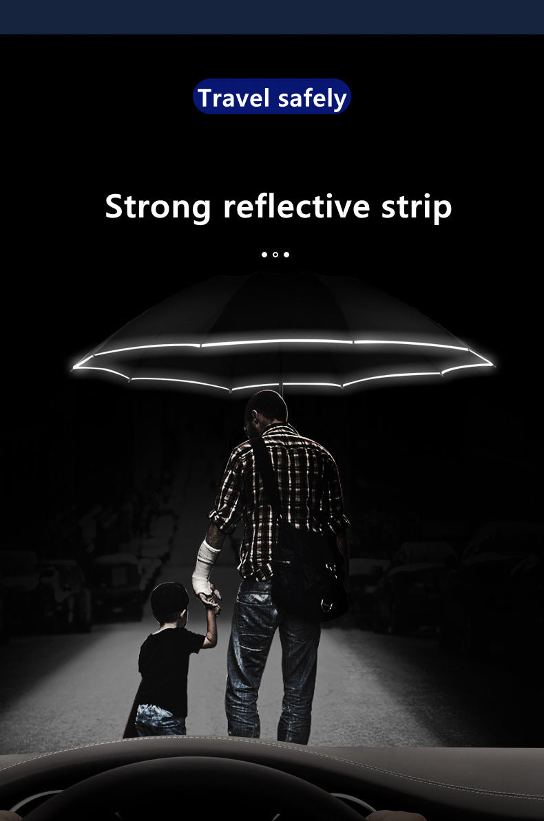 Umbrella With Reflective Stripe Reverse Led Light