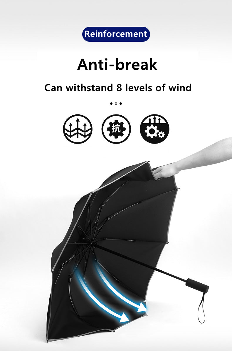 Umbrella With Reflective Stripe Reverse Led Light