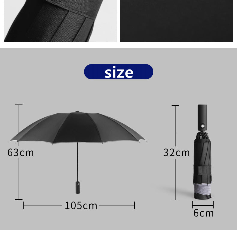 Umbrella With Reflective Stripe Reverse Led Light