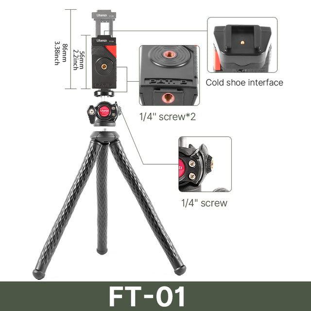 Extend Screw on SLR DSLR GoPro Camera Tripod With Octopus Flexible Tripod