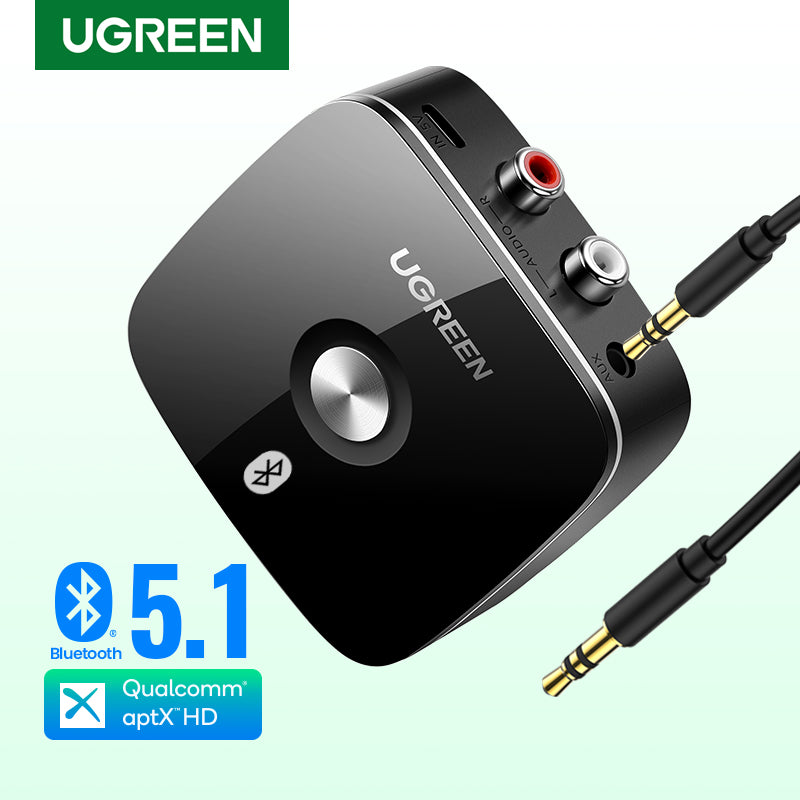 2RCA Bluetooth 5.0 Audio Receiver 5.1 aptX HD 3.5mm Jack Aux Wireless Adapter Music for TV Car